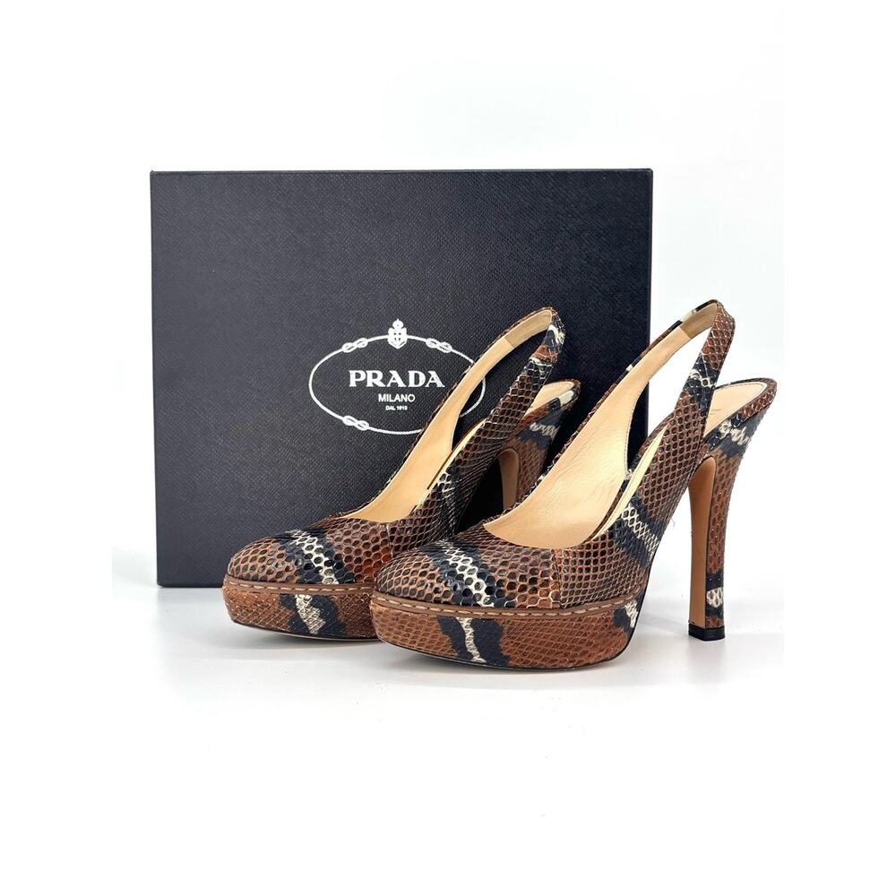 Prada SS 2009 Snakeskin Platform Slingback High Heel Pumps 36.5 - Picture 2 of 10
